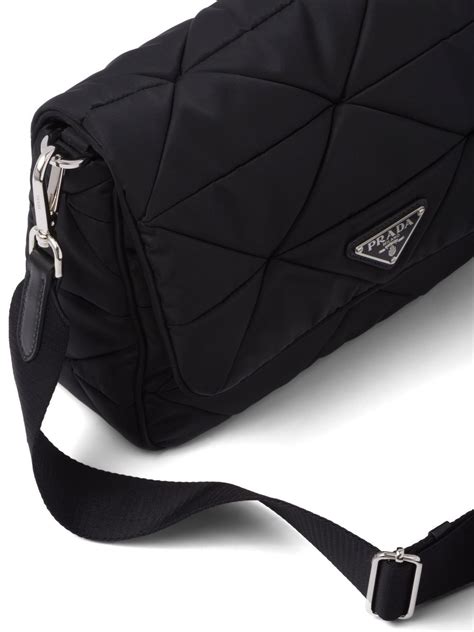 prada leather shoulder bag with strap|Prada padded nylon shoulder bag.